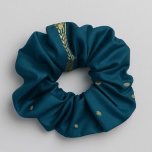 Indian Silk Hair Scrunchie - Teal
