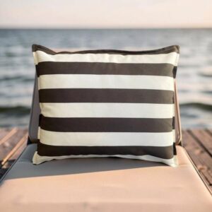 Lido Club Cushion - Dark Brown & White stripe